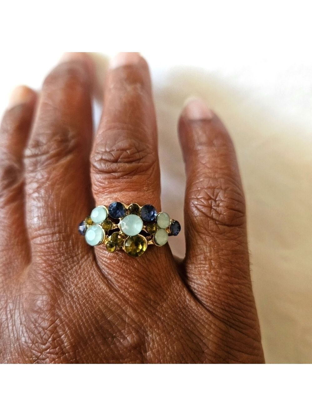Multi-coloured Beaded Ring, Size 7.75
